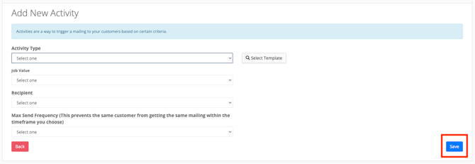 JobTread Add New Activity Save