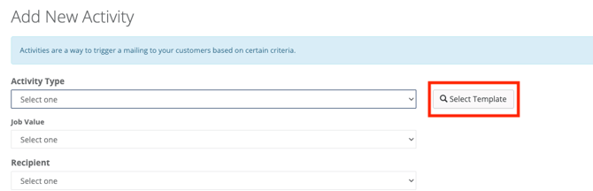 JobTread Add New Activity Select Template
