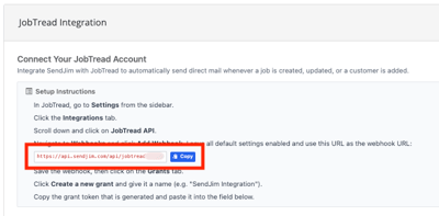 JobTread SendJim Webhook URL