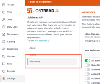 JobTread Webhooks