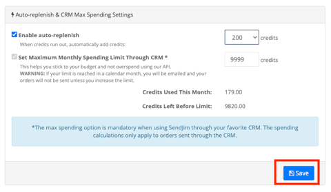 SendJim CRM Settings